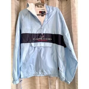 Cuffy's of Cape Cod Blue Windbreaker Jacket Pullover Men’s Large Hooded Sz L